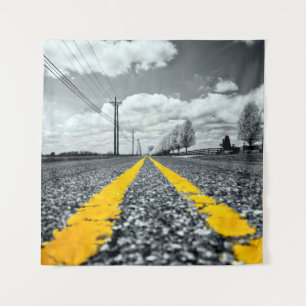Geel asfalt snelweg creatieve fotografie wandkleed