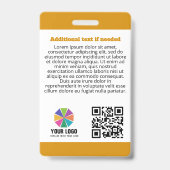Geel Autisme Ondersteuning Hond Logo QR Foto-ID Badge (Back)