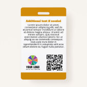 Geel Autisme Ondersteuning Hond Logo QR Foto-ID Badge (Achterkant)
