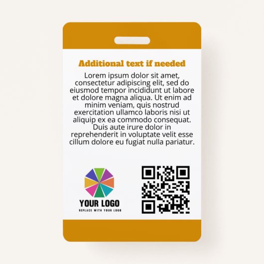 Geel Autisme Ondersteuning Hond Logo QR Foto-ID Badge (Achterkant)
