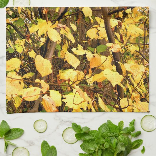 GEEL AUTUMN VERLATEN THEEDOEK (Gevouwen)