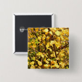 GEEL AUTUMN VERLATEN VIERKANTE BUTTON 5,1 CM (Voorkant /achterkant)
