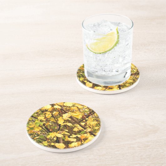 GEEL AUTUMN VERLATEN ZANDSTEEN ONDERZETTER (Zijkant)