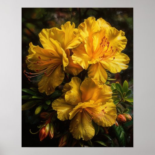 Geel Azalea Flowers Art Print Poster (Voorkant)