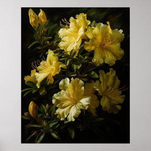 Geel Azalea Flowers Art Print Poster