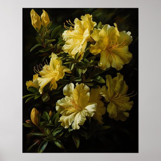 Geel Azalea Flowers Art Print Poster (Voorkant)