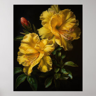 Geel Azalea Flowers Art Print Poster