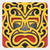 Geel Azteeks masker Vierkante Sticker (Voorkant)