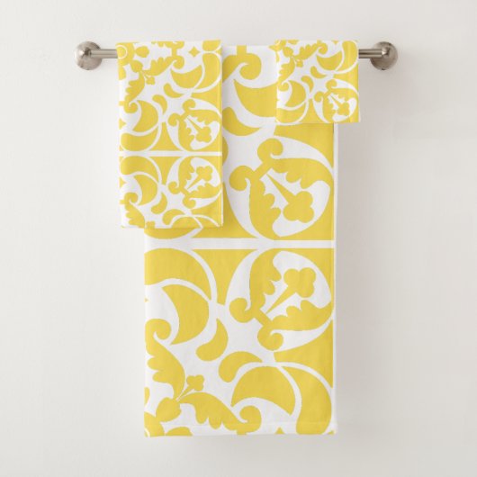 Geel Azulejos Portugees Spaans Mediterraan Bad Handdoek (Insitu)