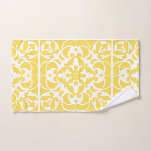 Geel Azulejos Portugees Spaans Mediterraan Bad Handdoek (Handdoek)