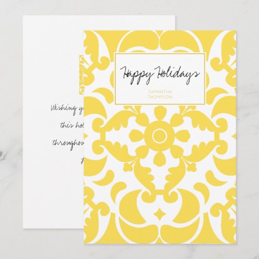 Geel Azulejos Portugees Spaans Mediterraan Feestdagenkaart (Voorkant / Achterkant)