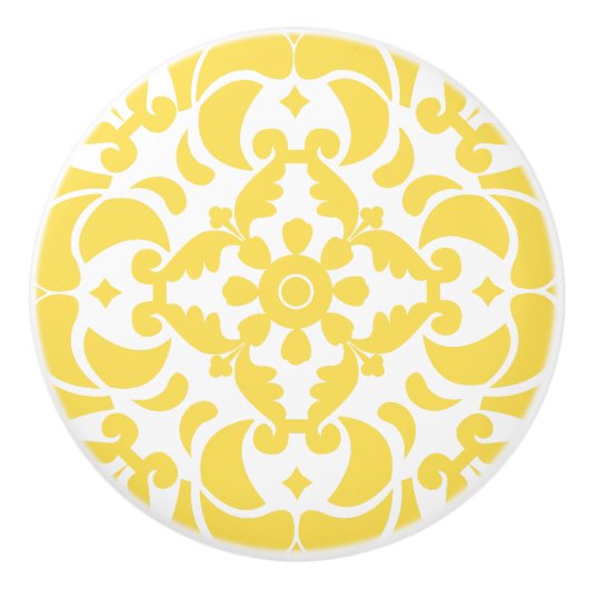 Geel Azulejos Portugees Spaans Mediterraan Keramische Knop (Voorkant)