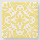 Geel Azulejos Portugees Spaans Mediterraan Stenen Onderzetter (Voorkant)