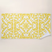 Geel Azulejos Portugees Spaans Mediterraan Strandlaken (Voorkant)