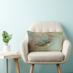 Geel Baars door S.A. Kilbourne, Vintage Vis Kussen