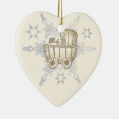 Geel Baby Buggy SnowFlake-keramisch ornament (Rechts)