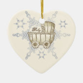 Geel Baby Buggy SnowFlake-keramisch ornament (Voorkant)