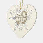 Geel Baby Buggy SnowFlake-keramisch ornament (Links)