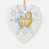 Geel Baby Buggy SnowFlake-keramisch ornament (Rechts)
