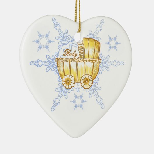Geel Baby Buggy SnowFlake-keramisch ornament (Rechts)