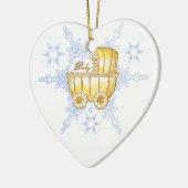 Geel Baby Buggy SnowFlake-keramisch ornament (Links)