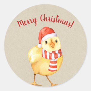 Geel Baby Kuiken Kerstmis Land Feestdag Op Maat Ronde Sticker