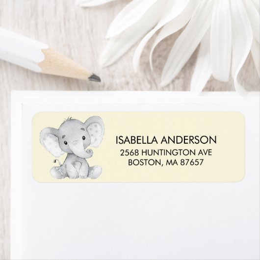 Geel Baby shower Adres Etiket (Insitu)