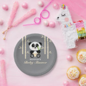Geel Baby shower Bamboo Panda Papieren Bordje (Feest)
