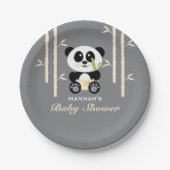 Geel Baby shower Bamboo Panda Papieren Bordje (Voorkant)