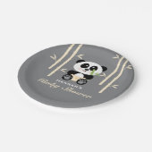 Geel Baby shower Bamboo Panda Papieren Bordje (Gekanteld)
