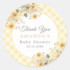 Geel Baby shower Dank u Ronde Sticker