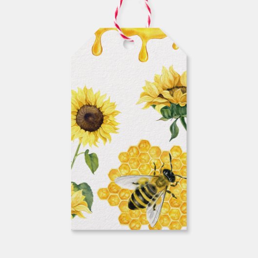 Geel Baby shower honingzonnebloem Bijen Hartelijk  Cadeaulabel (Achterkant)