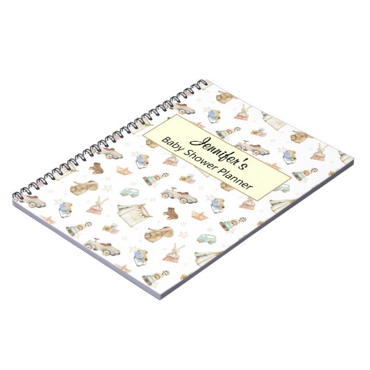 Geel Baby shower Planner-Keepsake speelgoed Notitieboek (Linkerzijde)