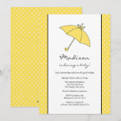 Geel Baby shower Polka Dots Umbrella Kaart (Voorkant / Achterkant)