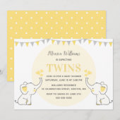 Geel Baby shower | Twins Baby shower Kaart (Voorkant / Achterkant)