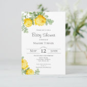 Geel Baby shower Uitnodiging (Staand voorkant)