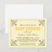 Geel Baby shower Uitnodiging (Voorkant / Achterkant)
