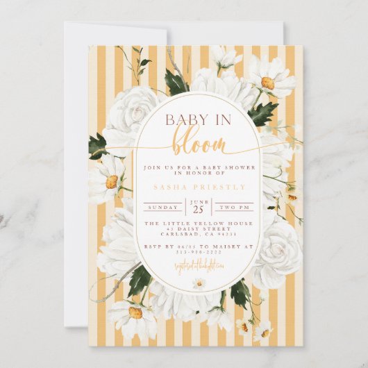 Geel Baby shower Uitnodiging (Voorkant)