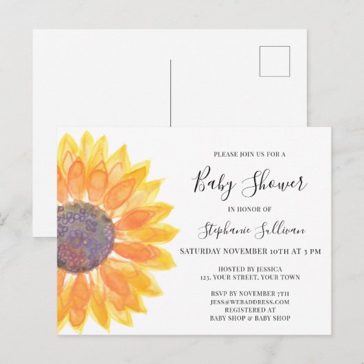 Geel Baby shower Uitnodiging Briefkaart (Voorkant / Achterkant)