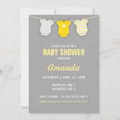 Geel Baby shower uitnodiging, waslijn thema Kaart (Voorkant)