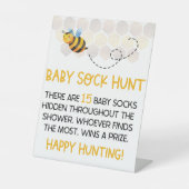 Geel Baby shower van bijen Baby Sock Hunt Game Reclamebord Met Voetstuk (Voorkant)