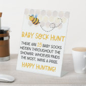 Geel Baby shower van bijen Baby Sock Hunt Game Reclamebord Met Voetstuk (Insitu)
