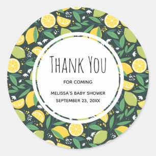 Geel Baby shower van het lam- en Limoen-fruitpatro Ronde Sticker