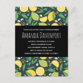 Geel Baby shower van het lam- en Limoen-fruitpatro Uitnodiging Briefkaart (Voorkant)