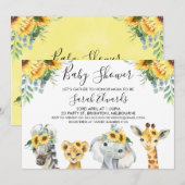 Geel Baby shower van Safari-dieren  Kaart (Voorkant / Achterkant)