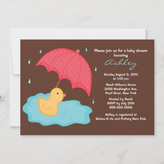 Geel Baby shower van Umbrella Duck Kaart (Voorkant)