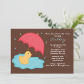 Geel Baby shower van Umbrella Duck Kaart (Staand voorkant)