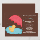 Geel Baby shower van Umbrella Duck Kaart (Voorkant / Achterkant)