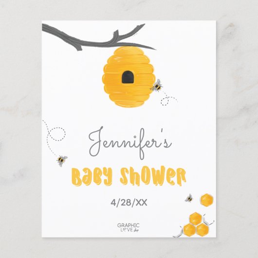 Geel Baby shower van zoete honingbijen Wust voor B (Achterkant)