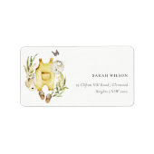 Geel Baby shower voor olievlekken Etiket (Voorkant)